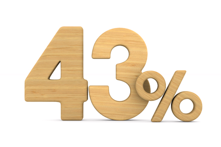 fourty three percent on white background. Isolated 3D illustration