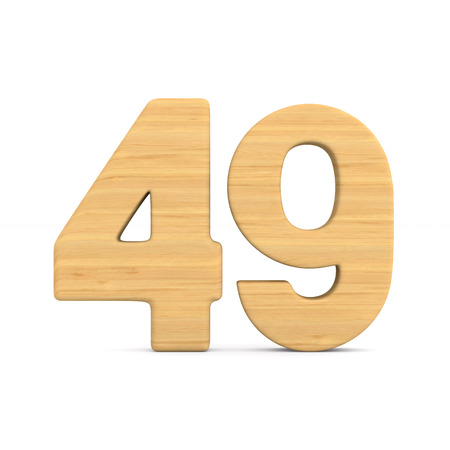 Number fourty nine on white background. Isolated 3D illustration