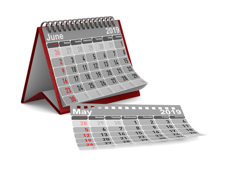 2019 year. Calendar for June. Isolated 3D illustrationの写真素材