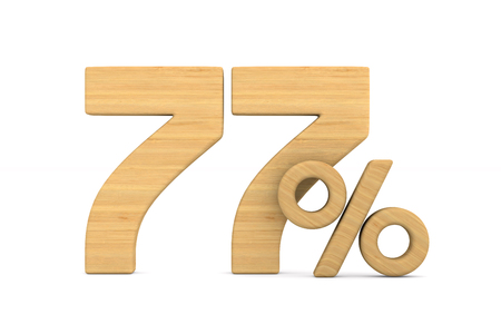 seventy seven percent on white background. Isolated 3D illustration