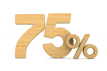 seventy five percent on white background. Isolated 3D illustrationの写真素材