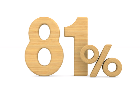eighty one percent on white background. Isolated 3D illustration