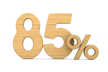 eighty five percent on white background. Isolated 3D illustration