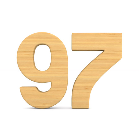 Number ninety seven on white background. Isolated 3D illustrationの写真素材
