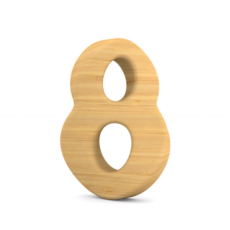 Number eight on white background. Isolated 3D illustration