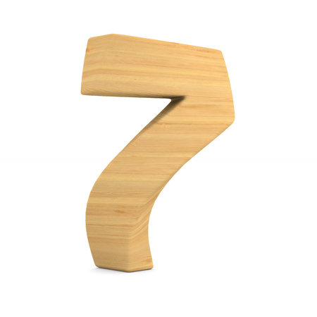 Number seven on white background. Isolated 3D illustrationの写真素材