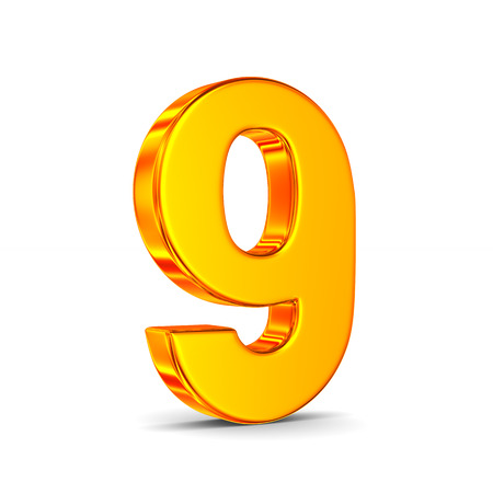 Number nine on white background. Isolated 3D illustrationの写真素材