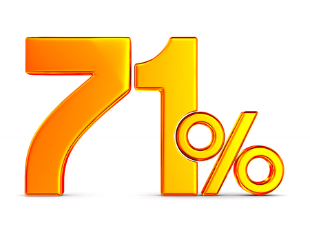 seventy one percent on white background. Isolated 3D illustrationの写真素材