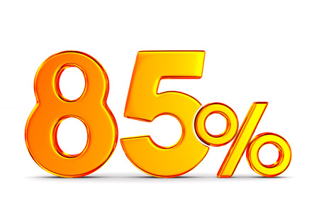 eighty five percent on white background. Isolated 3D illustration