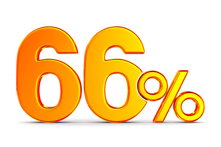 sixty six percent on white background. Isolated 3D illustrationの写真素材