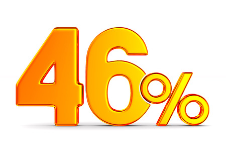 fourty six percent on white background. Isolated 3D illustration