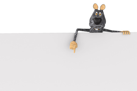 rat with banner on white background. Isolated 3D illustrationの写真素材