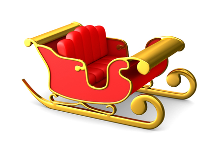 red christmas sled on white background. Isolated 3D illustrationの写真素材