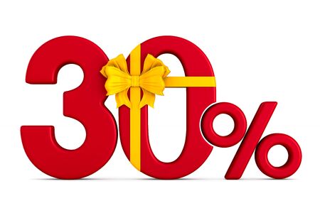 Thirty percent on white background. Isolated 3D illustration