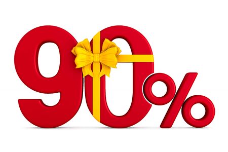 Ninety percent on white background. Isolated 3D illustration