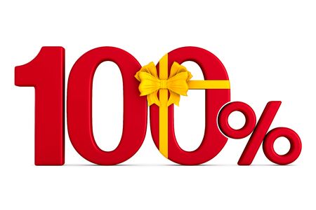 One hundred percent on white background. Isolated 3D illustrationの写真素材