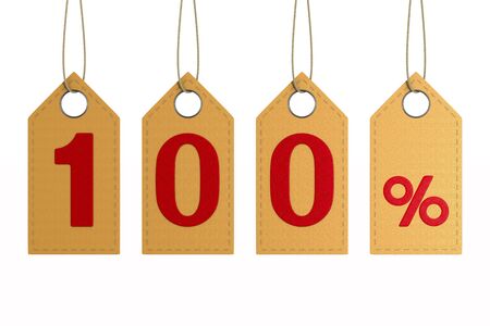 One hundred percent on white background. Isolated 3D illustrationの写真素材