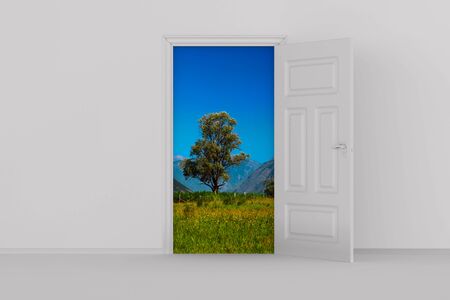 open door in hall. 3D illustrationの写真素材