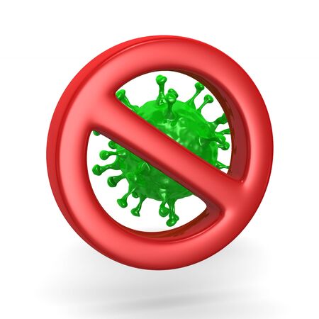 stop virus on white background. Isolated 3D illustrationの写真素材