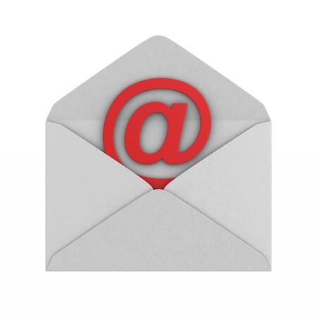 open envelope and symbol email on white background. Isolated 3D illustrationの写真素材