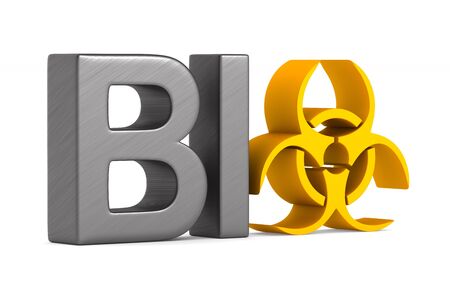 symbol biohazard on white background. Isolated 3D illustrationの写真素材