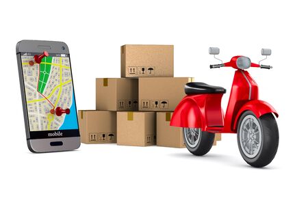 delivery system on white background. Isolated 3D illustrationの写真素材