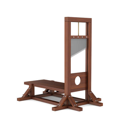 guillotine on white background. Isolated 3d illustrationの写真素材