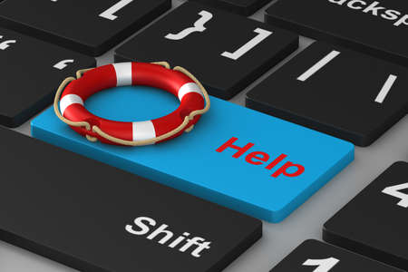 Button help on keyboard. 3D illustrationの写真素材