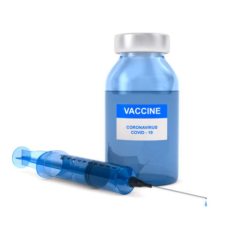 vaccine from covid-19 on white background. Isolated 3D illustrationの写真素材