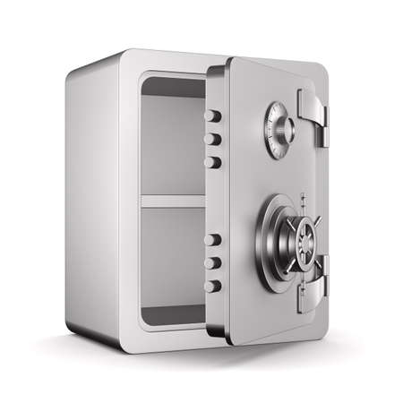 open safe on white background. Isolated 3D illustrationの写真素材