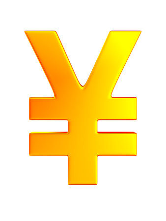symbol Yen on white background. Isolated 3D illustrationの写真素材