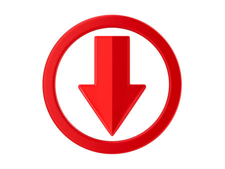 red arrow on white background. Isolated 3D illustrationの写真素材