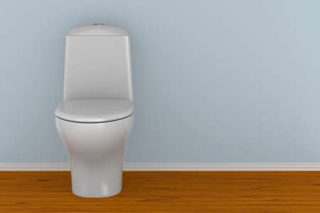 Toilet bowl into water closet. 3D illustration