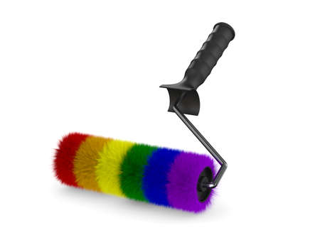 roller brush on white background. Isolated 3D illustrationの写真素材