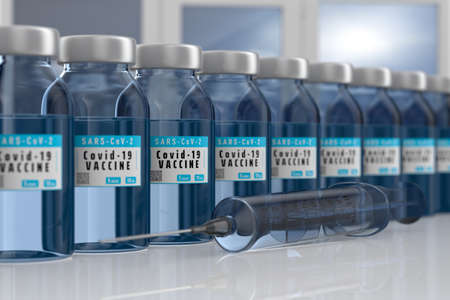 vaccine from covid-19 in laboratory. 3D illustration