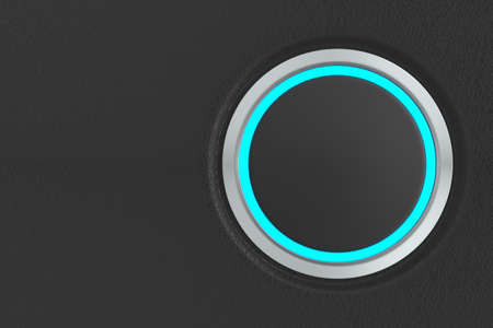 push button on dark background. 3D illustration