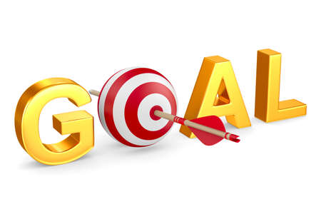 Arrow and target on white background. Isolated 3D illustrationの写真素材