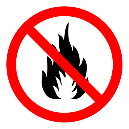 Fire warning sign. Flammable, inflammable substances. Vector 3D illustrationのイラスト素材
