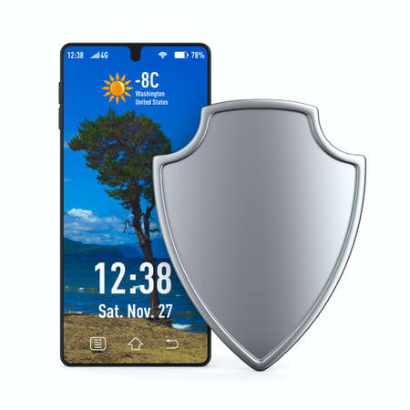 Protection phone on white background. Isolated 3D illustration