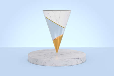 Round podium on blue background. 3D illustrationの写真素材