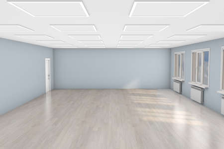 Empty room with window and heating radiator. 3D illustrationの写真素材