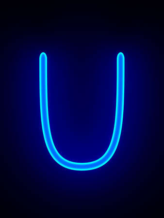 Character U on dark background. 3D illustrationの写真素材