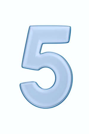 Number five on white background. Isolated 3D illustration