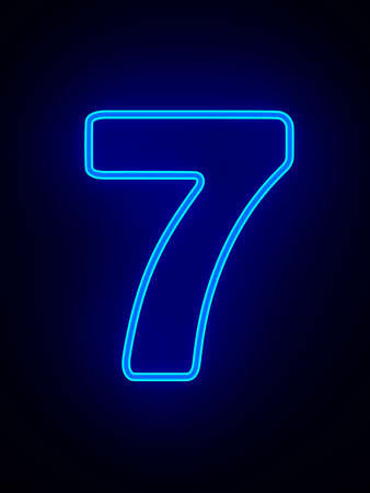 Number seven on dark background. 3D illustrationの写真素材