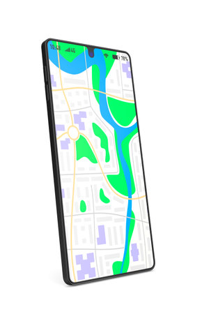navigation into phone on white background. Isolated 3D illustration