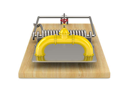pipeline and mousetrap on white background. Isolated 3D illustration