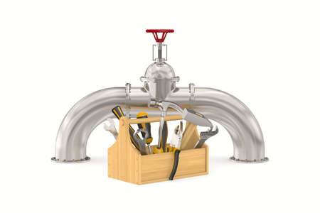 repair pipeline on white background. Isolated 3D illustration
