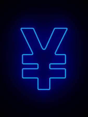 neon symbol Yen on dark background. 3d illustrationの写真素材