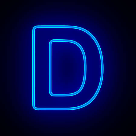 Character D on dark background. 3D illustrationの写真素材