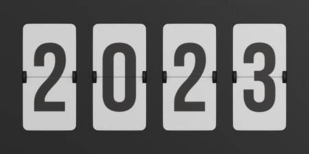 Flip black scoreboard 2023. 3D illustration